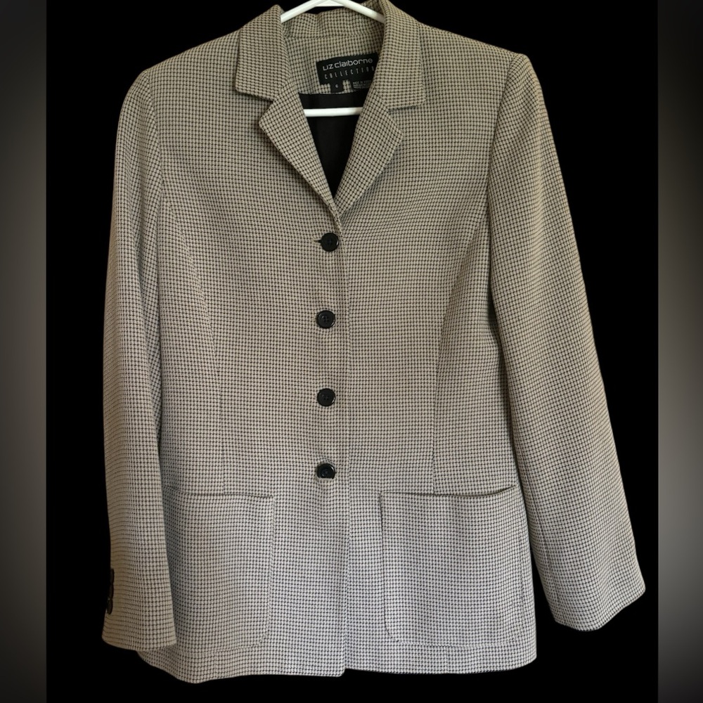 Liz Claiborne small houndstooth print blazer